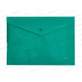 Папка-конверт пл. на кнопке Hatber А4 непрозрачн. зеленая 00004*10
