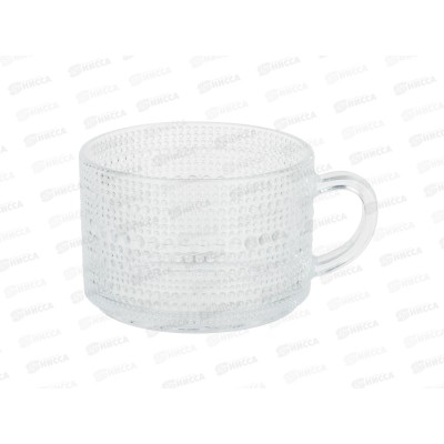 Кружка 380мл с рельефным узором, стекло, MILLIMI, 806-176   г