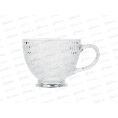 Кружка 420мл с рельефным рисунком на ножке, стекло, MILLIMI, 806-197 г