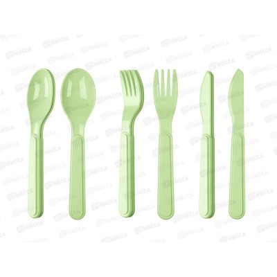 Набор столовых приборов (вилка, ложка, нож) зеленый 222136218/08 *20