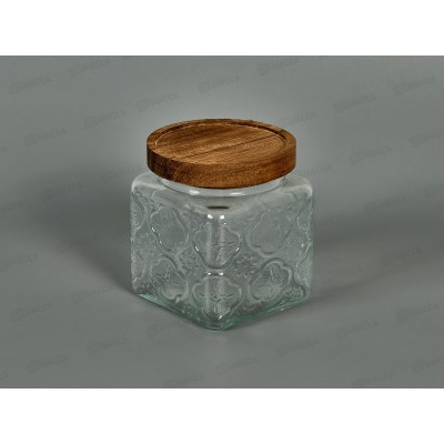Банка стеклянная с дерев.крышкой 9,8*9,8*12см 500мл 40111 *12