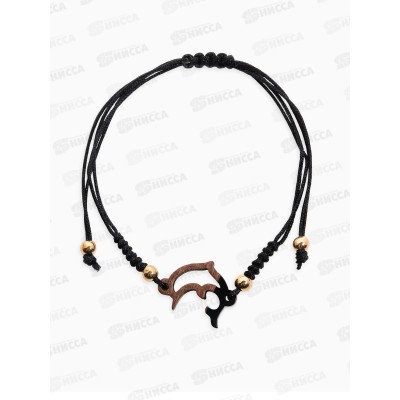 Браслет &quotДельфинчик&quot на нити, цвет черный в золоте, 10826398