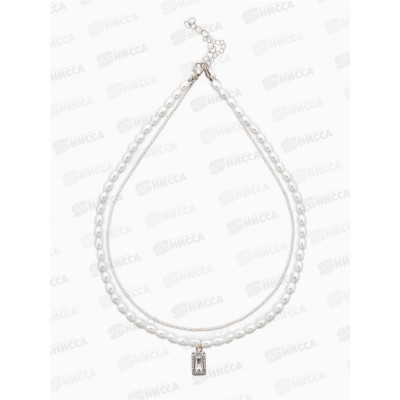 Колье "Рис" жемчужное, 2 нити, 45см, белый в серебре 10906077 Колье "Рис" жемчужное, 2 нити, 45см, белый в серебре 10906077