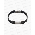 Браслет "Стиль" унисекс, черный с серебром, 23см, 2298228 Браслет "Стиль" унисекс, черный с серебром, 23см, 2298228