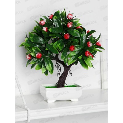 Бонсай в горшке "Деревце волнистые цветы" 10*24см микс 4142813 Бонсай в горшке "Деревце волнистые цветы" 10*24см микс 4142813