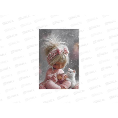 Блокнот 40л ФЕН А6 Девочка с белым котенком, 72951 *5/80