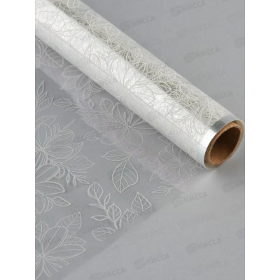 Пленка глянцевая прозрачная &quotЦветы&quot 0,6*10м белый 10091668