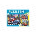 Пазлы 3 в 1. Крутые машинки №8 (50,70,100 эл), П-8445 *12 Пазлы 3 в 1. Крутые машинки №8 (50,70,100 эл), П-8445 *12