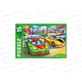 Пазлы-макси. 15 эл. Состязание машинок, ПУ15-0455 *24 Пазлы-макси. 15 эл. Состязание машинок, ПУ15-0455 *24