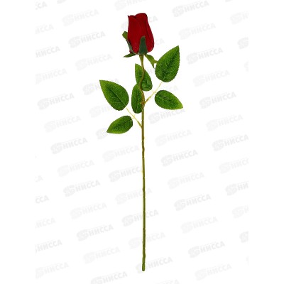 Цветы искусственные 43см Роза бутон бархат, d-7см красный 10526694