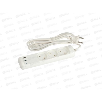 Удлинитель ЭРА 3роз.+3USB A+C 3м 10А, белый, U-3-3m-USB-W *20 Удлинитель ЭРА 3роз.+3USB A+C 3м 10А, белый, U-3-3m-USB-W *20
