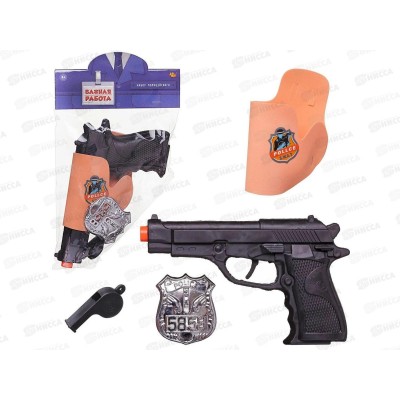 Набор полицейского (пистолет в кобуре,свисток, жетон) РТ-01838, 601430