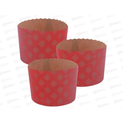 Набор форм для выпечки кулича бумажная 3шт красная 11см МТ8-240