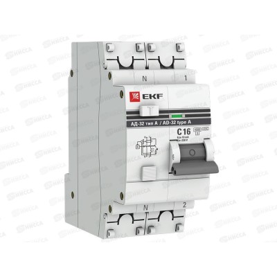 АВДТ АД-32 1P+N 16А 10мА тип A (C) 4,5кА Proxima