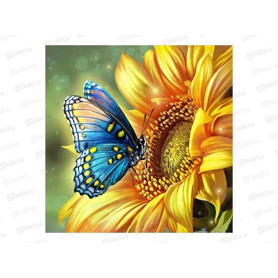 Алмаз. мозаика (класс.) 20х20см Голубая бабочка, НД-0898 на картоне