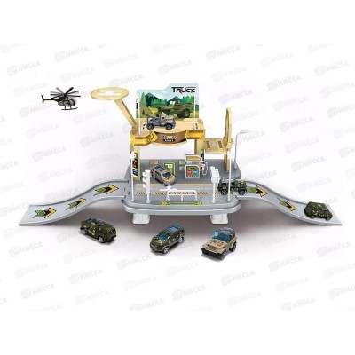Парковка №8554 &quotВоенная&quot 2 машины + 1 вертолет, коробка 27*6*26,2