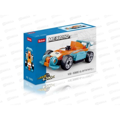 Конструктор М38-B1378D Гоночный автомобиль, 45 дет. в коробке