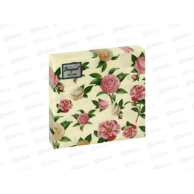 Салфетки 3сл 25л 24*24 Bouquet de Luxe Нежные розы,25386*15