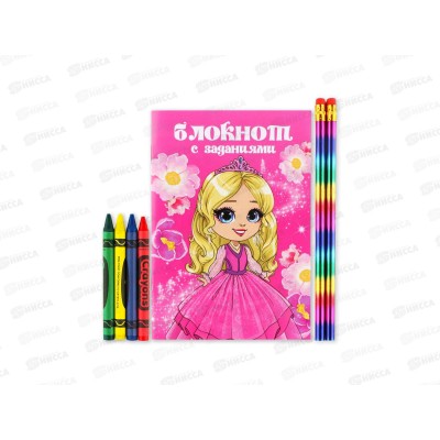 Набор под &quotС 8 Марта&quot блокнот  А6 карандаши 2шт и восковые мелки 4шт  9890850