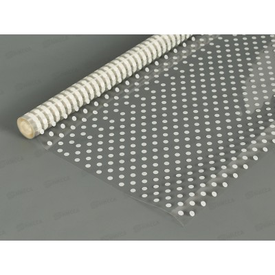 Пленка рулон прозрачн с рис &quotКрафтовый горох&quot Белый 0,7*7,5м 633201