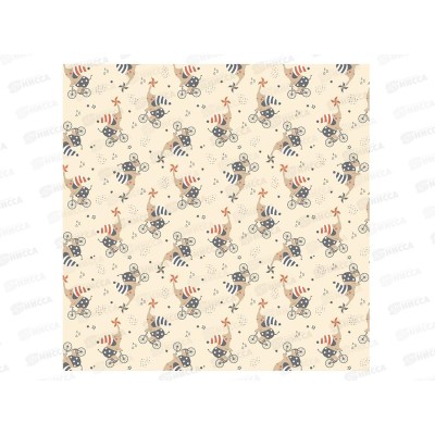 Бумага упаковочная MI Слоники на велосипеде (10л,70*100см) УБ-6819