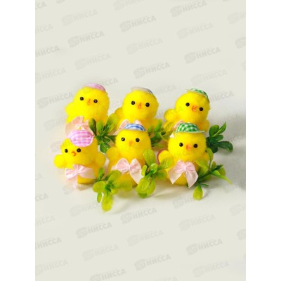 Сувенир пасхальный "Цыпленок в шляпке и тремя яичками" 6шт 9766736 Сувенир пасхальный "Цыпленок в шляпке и тремя яичками" 6шт 9766736