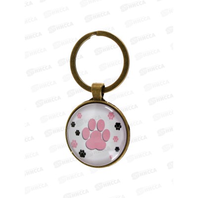 Брелок металл, стекло &quotКруг. Следы кошки&quot d=3см 10666579