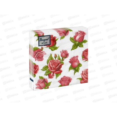 Салфетки 3сл 25л 24*24 Bouquet de Luxe Красные розы, 25562*15