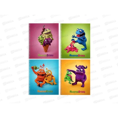 Тетрадь 96л кл. ПЛН MonsterSticky, мет.греб., 3104-96 *20