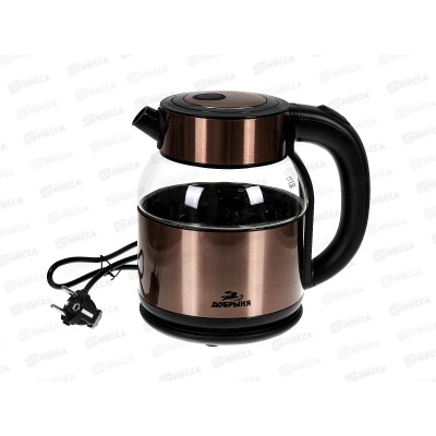 Чайник электрический DO-1264С 1800Вт 1,7л стекло медные встав Добрыня