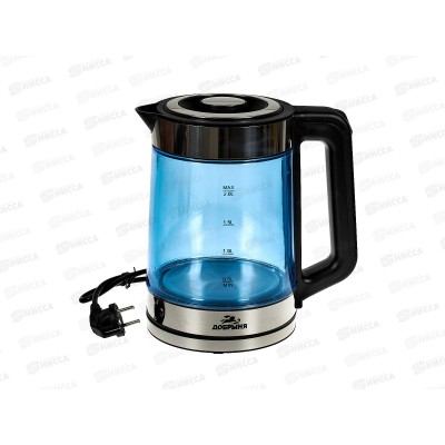 Чайник электрический DO-1272B 1800Вт 1,5л  стекло нерж синий