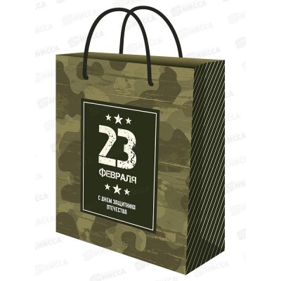 Пакет подарочный MI 26,4х32,7х8см (L) Праздничный милитари ППК-7697*12
