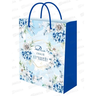 Пакет подарочный MI 26,4х32,7х8см (L) Гортензия ППК-7854 *12