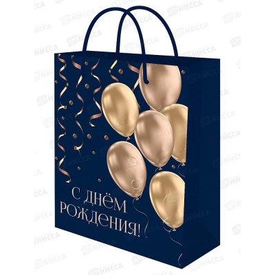 Пакет подарочный MI 26,4х32,7х8см Золотистые шары, ППК-7811 *12