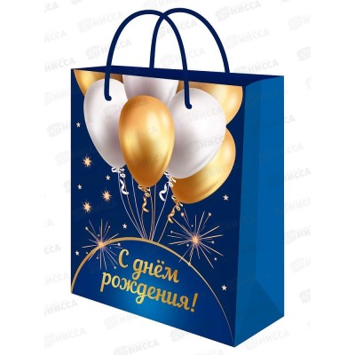 Пакет подарочный MI 26,4х32,7х8см Микс шаров, ППК-7813 *12