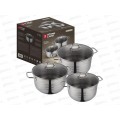 Набор посуды Stone Land SL04-002 6 предметов (2,9л 3,9л 5,1л)  нержавеющая сталь