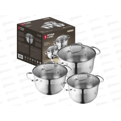 Набор посуды Stone Land SL04-004 6 предметов (2,9 3,9 5,1л) предметов нержавеющая сталь