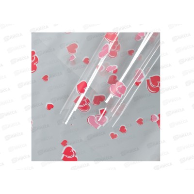 Пленка д/цветов &quotСердечки&quot, красная, 0,7*8,2м, 40мкм 9731492