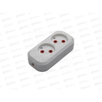 Колодка ПРОГРЕСС  с/з  2вх  с выключателем, белая  *10/100