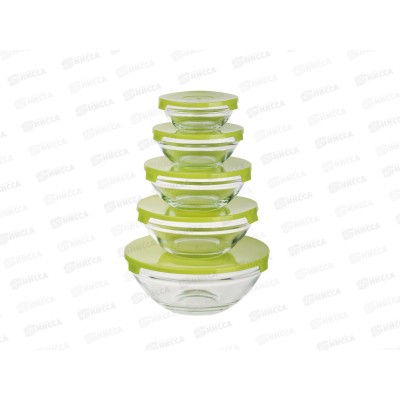 Набор салатников с крышкой 5шт стекло, оливковый MILLIMI 878-608 г