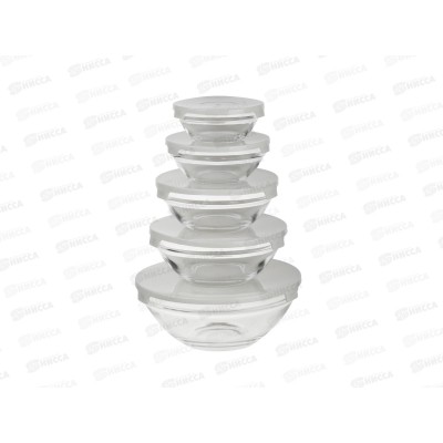 Набор салатников с крышкой 5шт стекло, серый MILLIMI 878-609 г