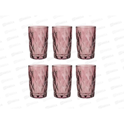 Набор стаканов 6шт 350мл MILLIMI стекло, бордовый ромб, 878-635  г
