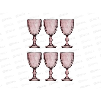 Набор бокалов 6шт 320мл MILLIMI стекло, бордовый ромб, 878-636  г