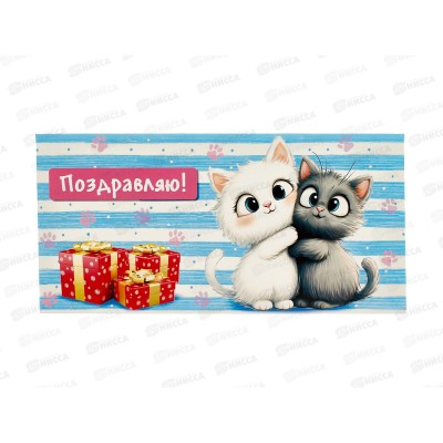 Конверт д/денег ПГС 16,5*8см Котики *10