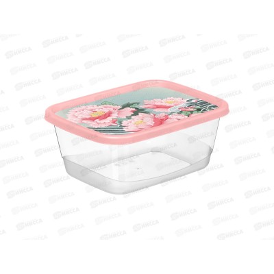 Контейнер 0,5л &quotСад пионов&quot прямоугольный розовый 223151508/04