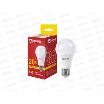 Лампа светодиод. IN HOME LED-A65-VC 30Вт E27 3000К 2250Лм *100