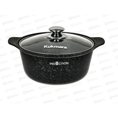 Кастрюля 3,0л со стеклянной крышкой АП тем.мрамор кмти33а M.I.*3