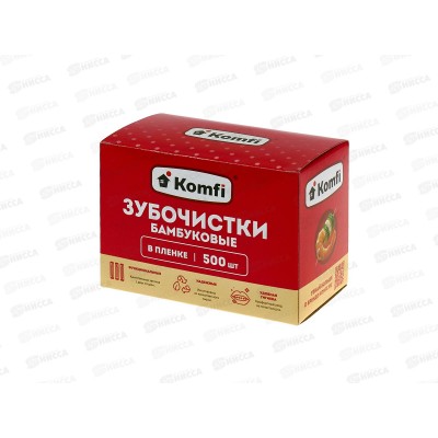 Зубочистки бамбуковые KWN500KP 500шт в инд п/п упак в коробке *50
