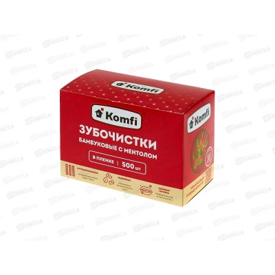 Зубочистки бамбуковые KWN500KPM 500шт Мятные в инд п/п упак в кор *50 Зубочистки бамбуковые KWN500KPM 500шт Мятные в инд п/п упак в кор *50
