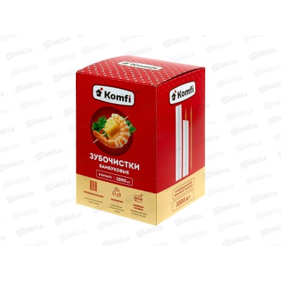Зубочистки бамбуковые KWN1000KB 1000шт в инд бум упак в коробке *50